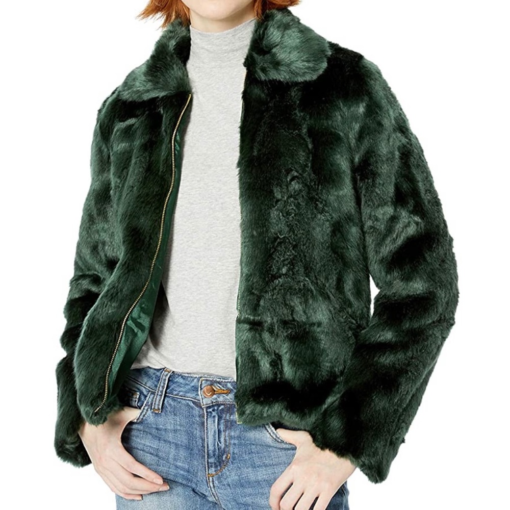 Obey Faux Fur Bomber Jacket Kale XL